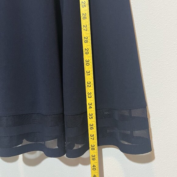 Calvin Klein Women Navy Illusion- Trim Ponte Fit and Flare Dress Size 14 Career - Picture 5 of 10